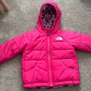 Reversible kids north face hooded puffer coat 3T